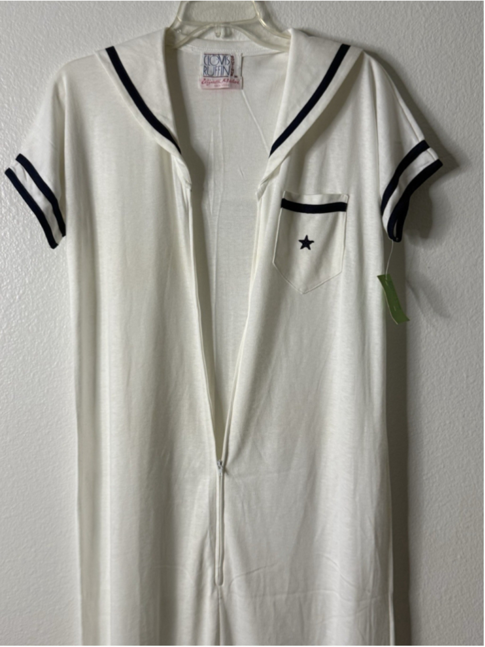 Vintage Clovis Ruffin Elizabeth Arden Sailor Collar Maxi Lounge Dress Made In US - Picture 6 of 16